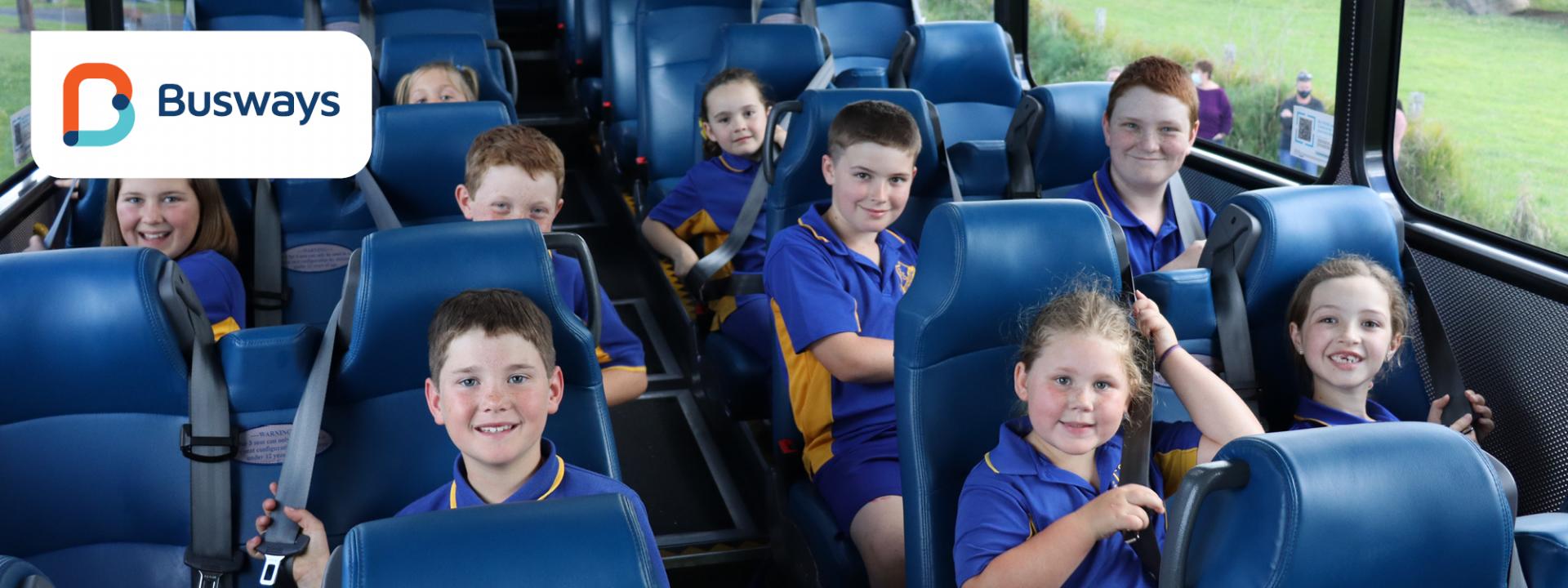 Students in NSW north coast wearing the seatbelts on a bus