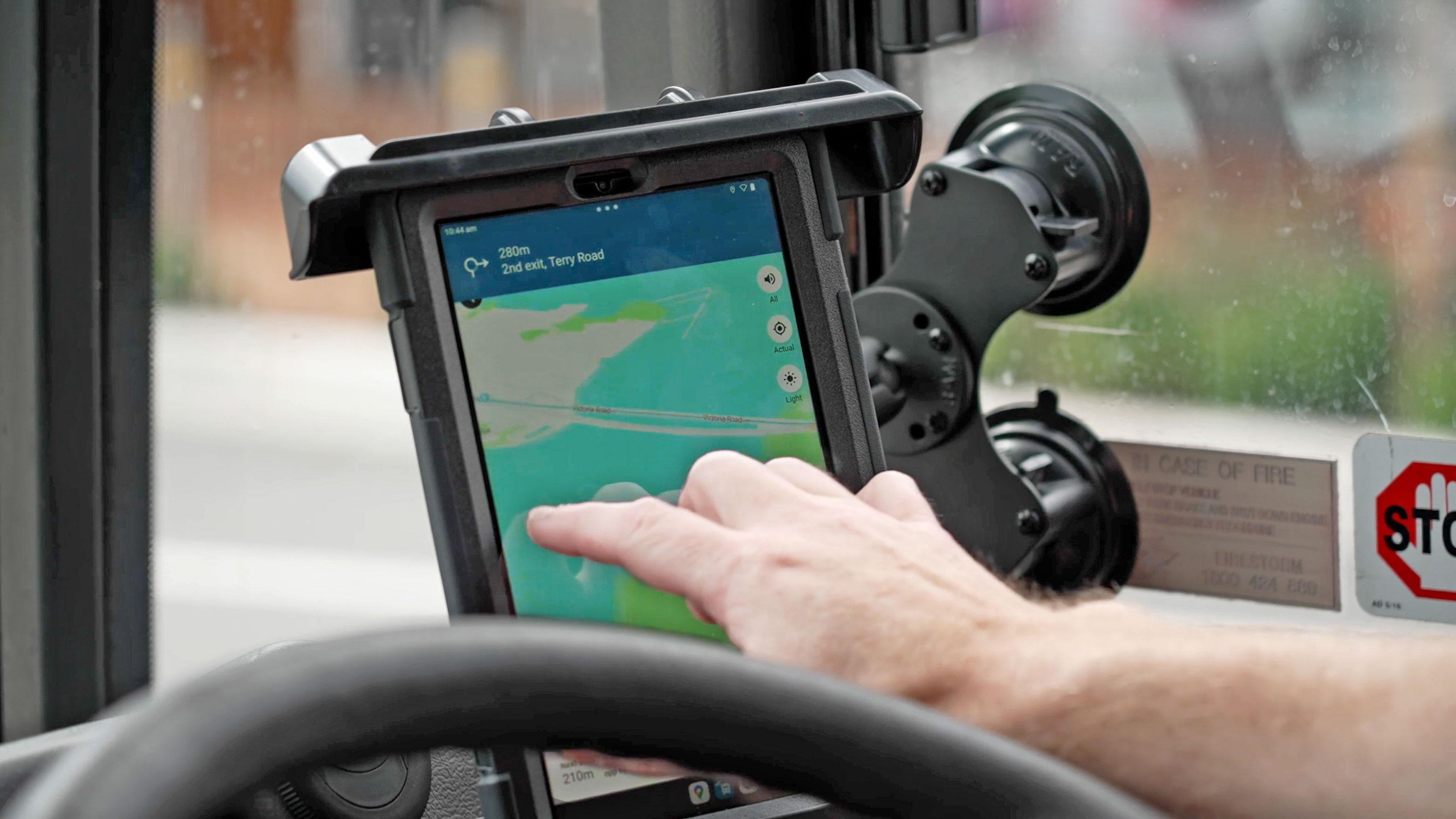 Driver using Bus Navigation App
