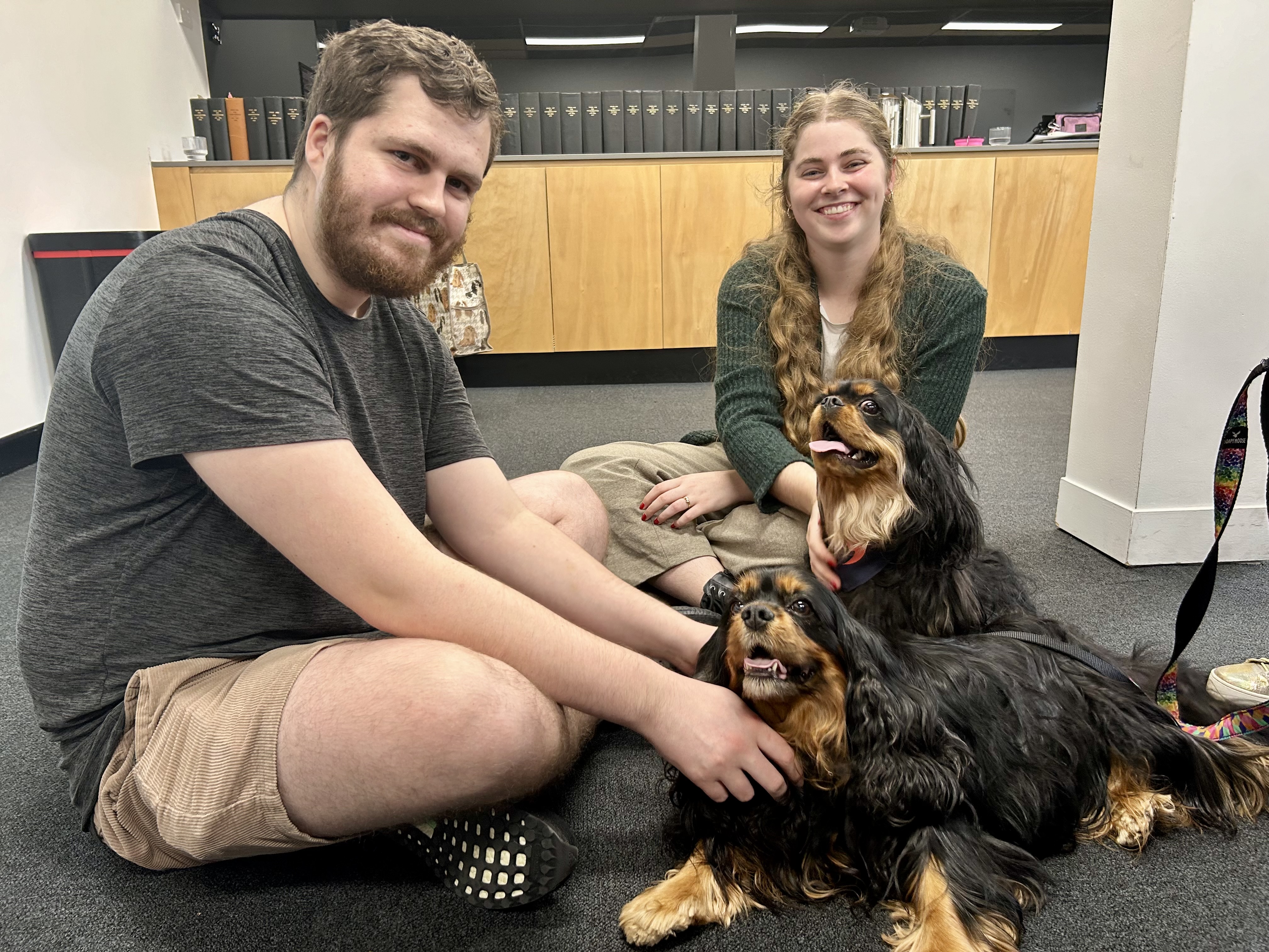 Team enjoying with therapy Dogs