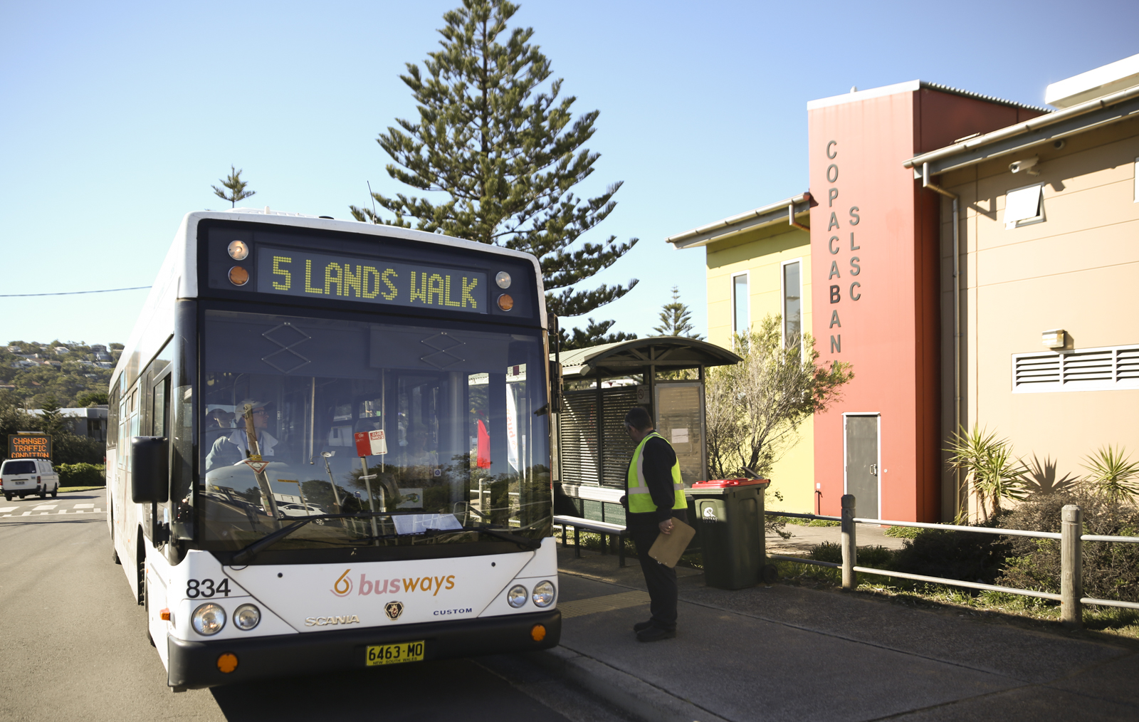 This is a photo of the 5 Lands Walk free shuttle bus at Copacabana in 2018