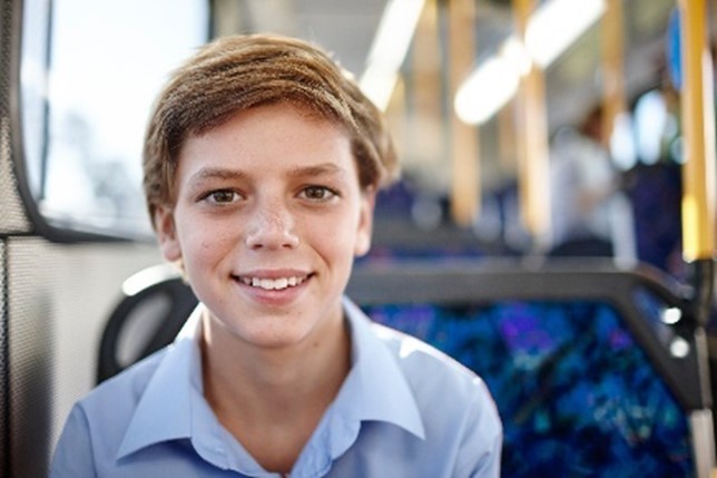 Schoolboy on bus