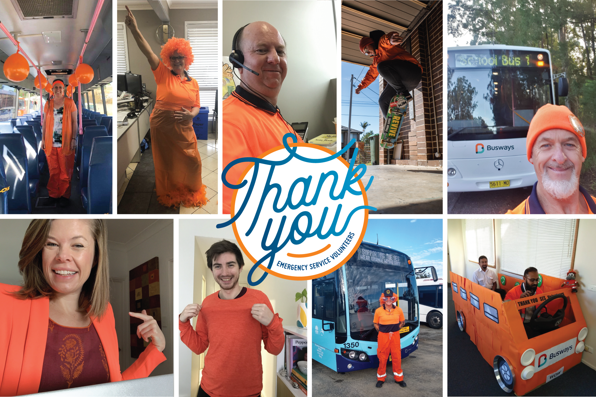 Busways staff in orange.