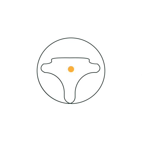 Abstract steering wheels symbolising driving