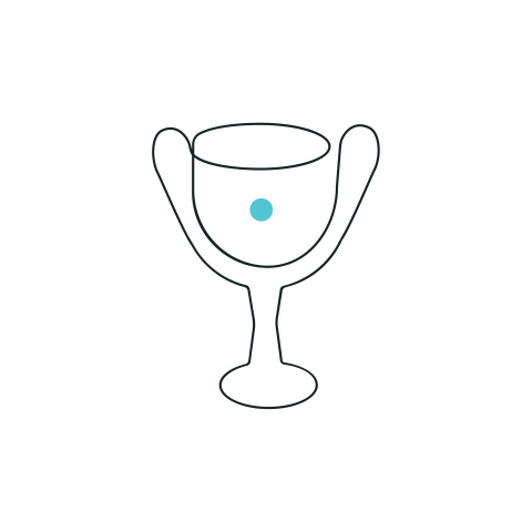 Abstract champion trophy symbolising success and achievement.
