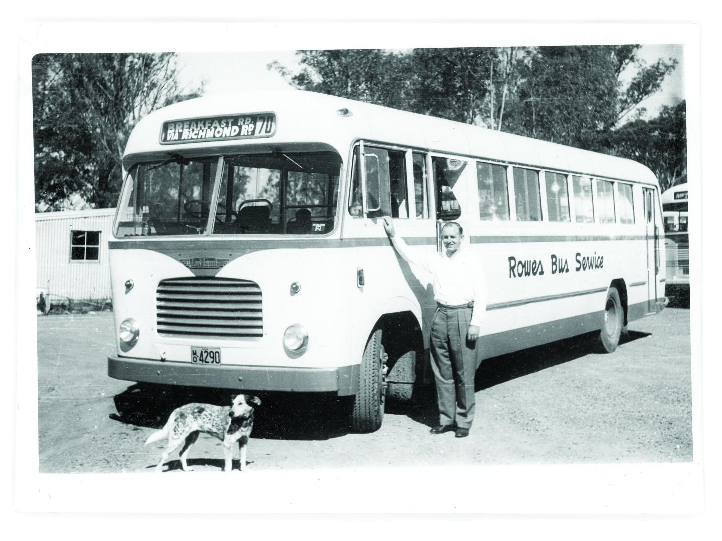 Dick with one of the Rowes Bus Services vehicles in 1960s