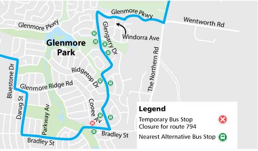 Temporary bus stop closure map