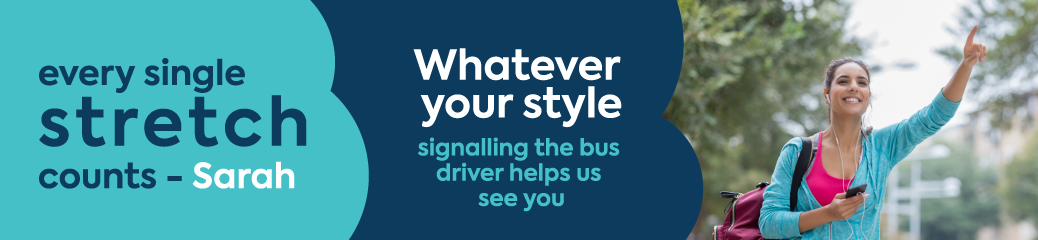 Sarah signaling the bus driver