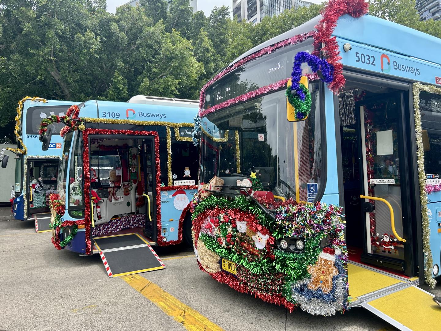 Front of Christmas bus