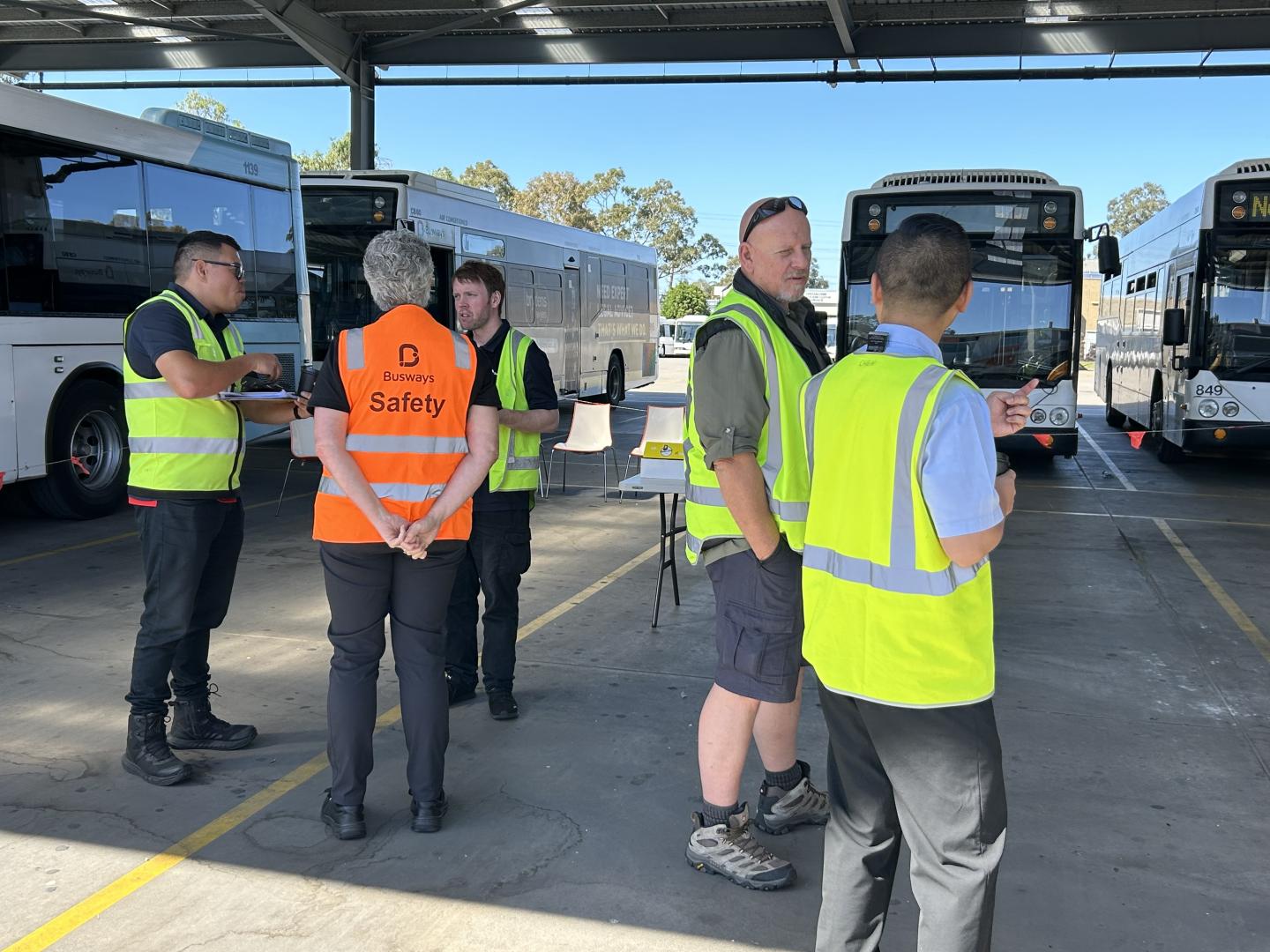 Busways talking safety with the Penrith team