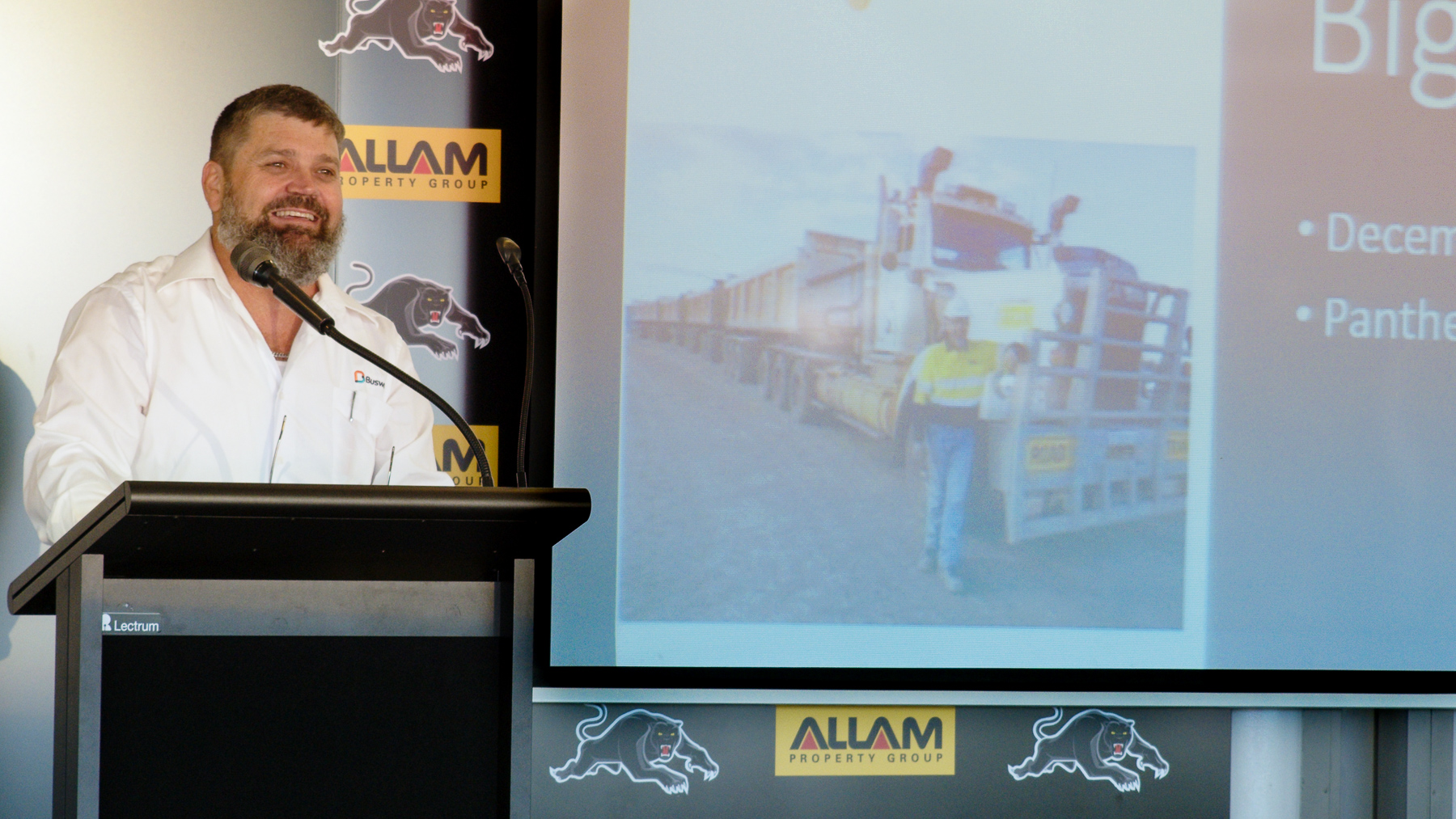 Andrew Curnow, Busways Driver Trainer Manager speaks at ADTA Big Day Out