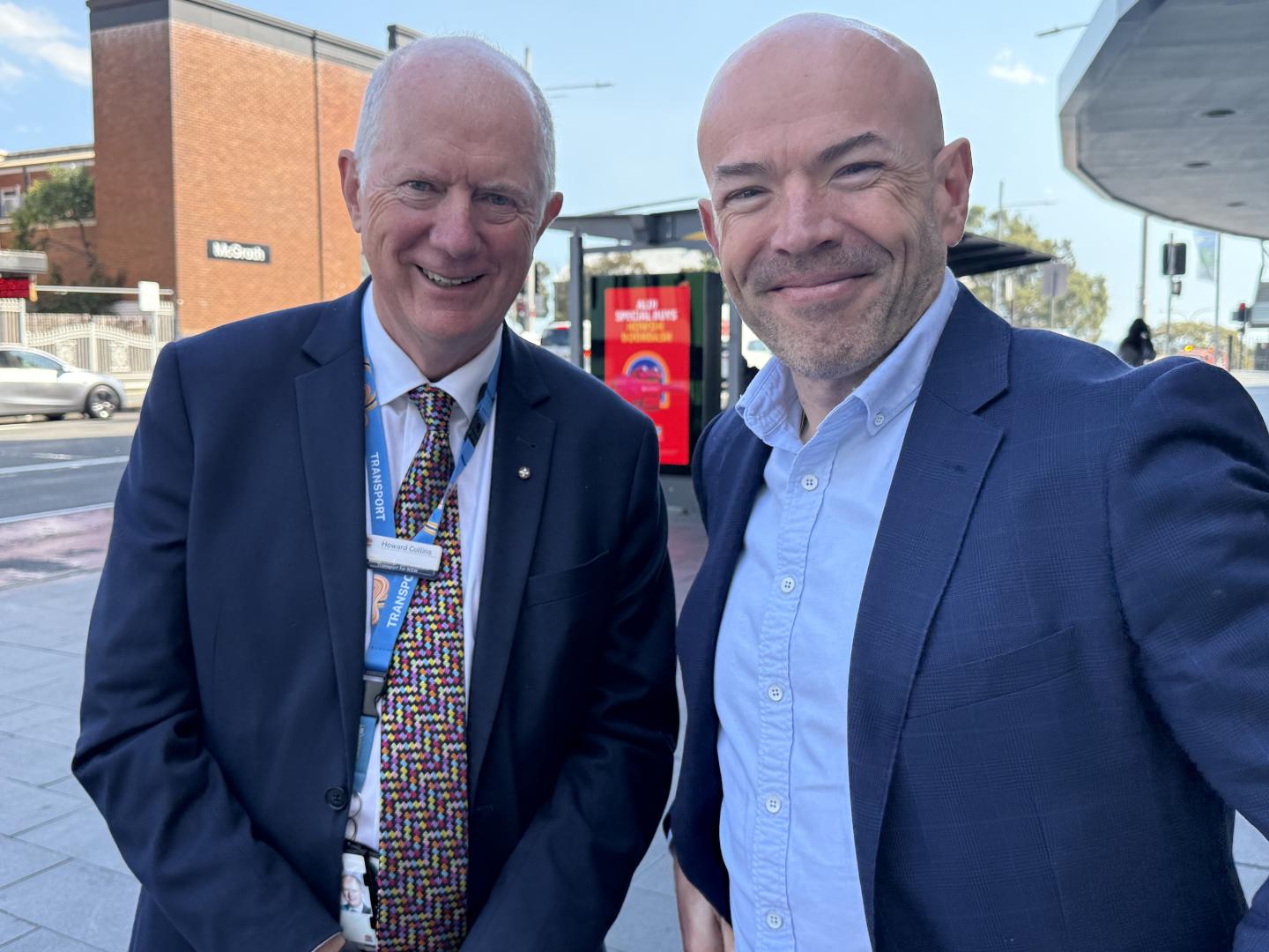 Busways CEO Will O'Neill with Transport for NSW Coordinator General Howard Collins