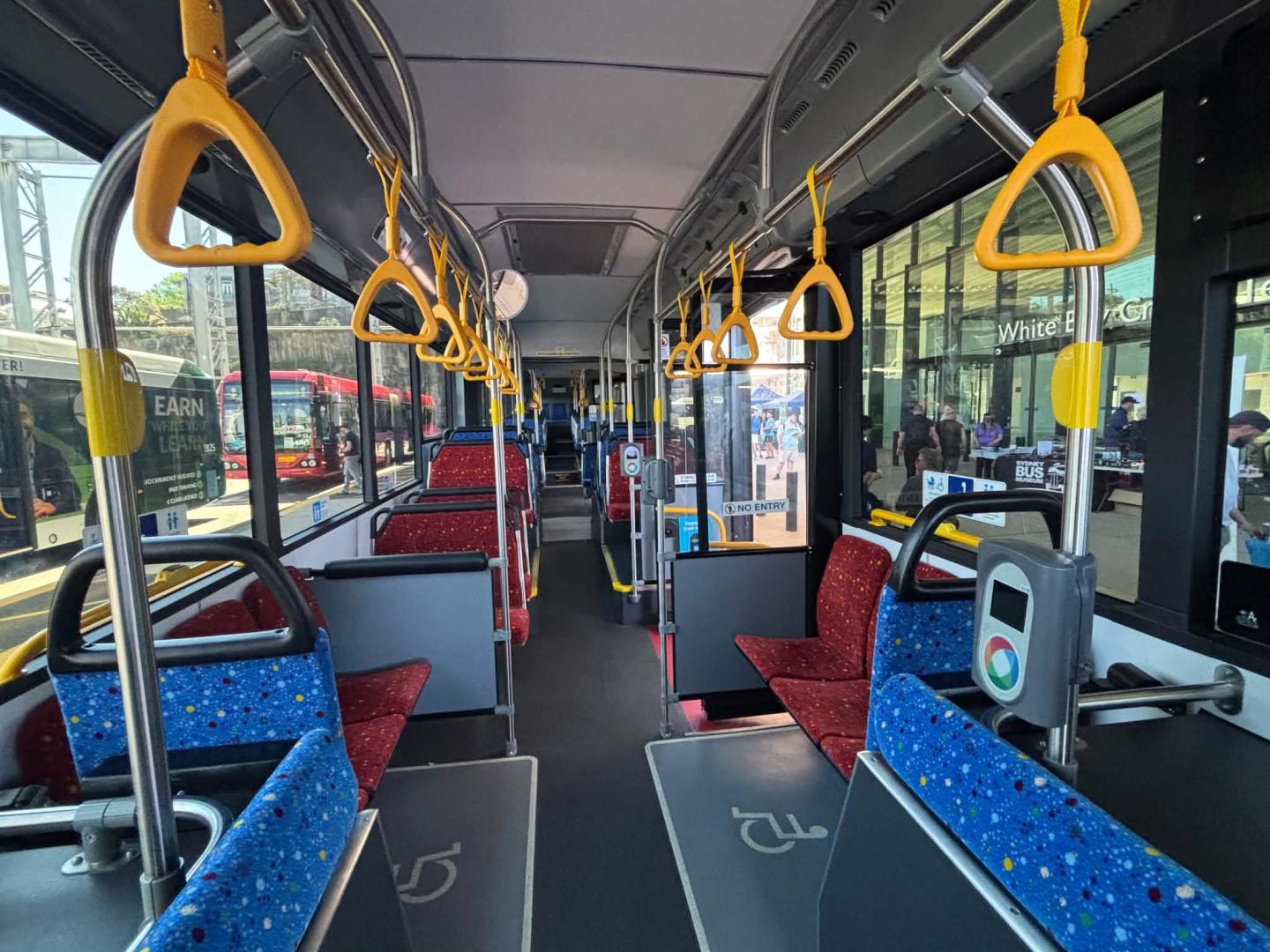 Interior of the articulated bus which Busways displayed at Busfest 2026.