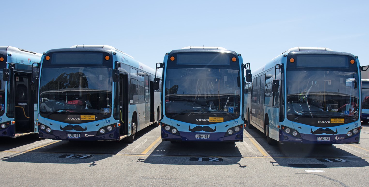 Busways buses with Movember mos